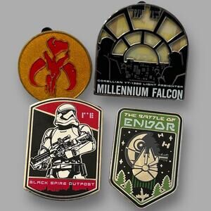 Disney Star Wars Millennium Falcon Endor Storm Trooper Mandalorian Pin Set